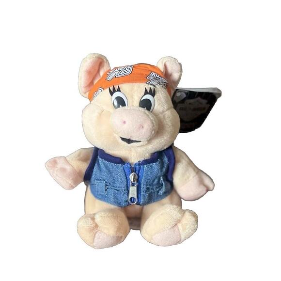 Harley-Davidson Plush Biker Hog Bean Bag Stuffed Punky Motorcycle Pig 6" MINT - Picture 1 of 5